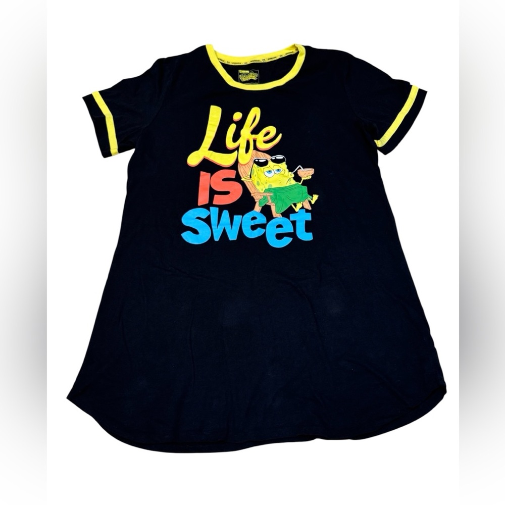 SpongeBob Square Pants Life is Sweet Graphic Print Nickelodeon Sleep Shirt 2X-3X